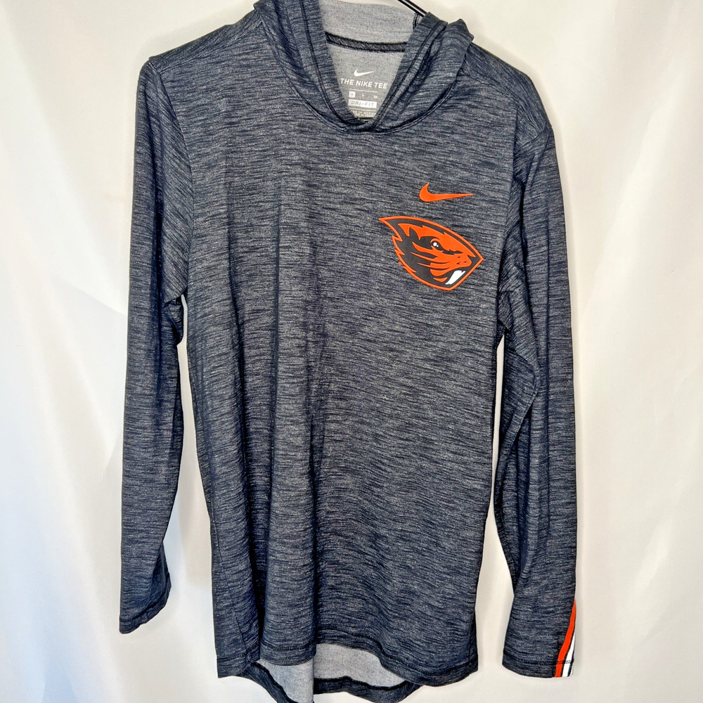 🔥NIKE Oregon State University Mens Small Dri-Fit HOODIE T-SHIRT LONG SLEEVE